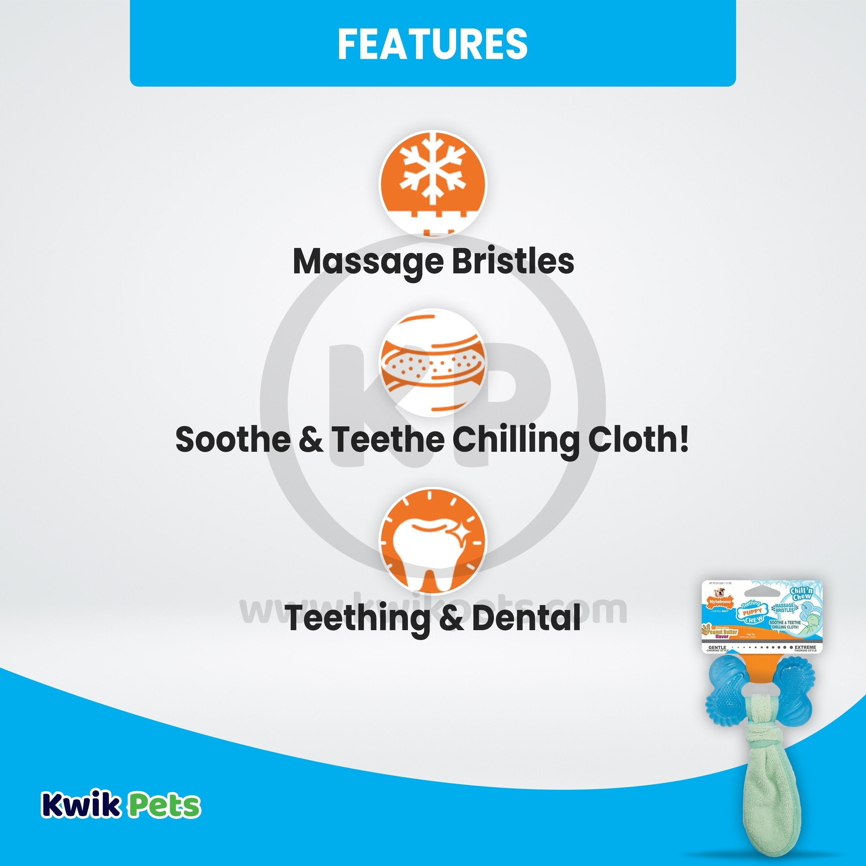 Nylabone Freezer Puppy Chew Toy for Teething Peanut Butter Small/Regular - Up To 25 Ibs