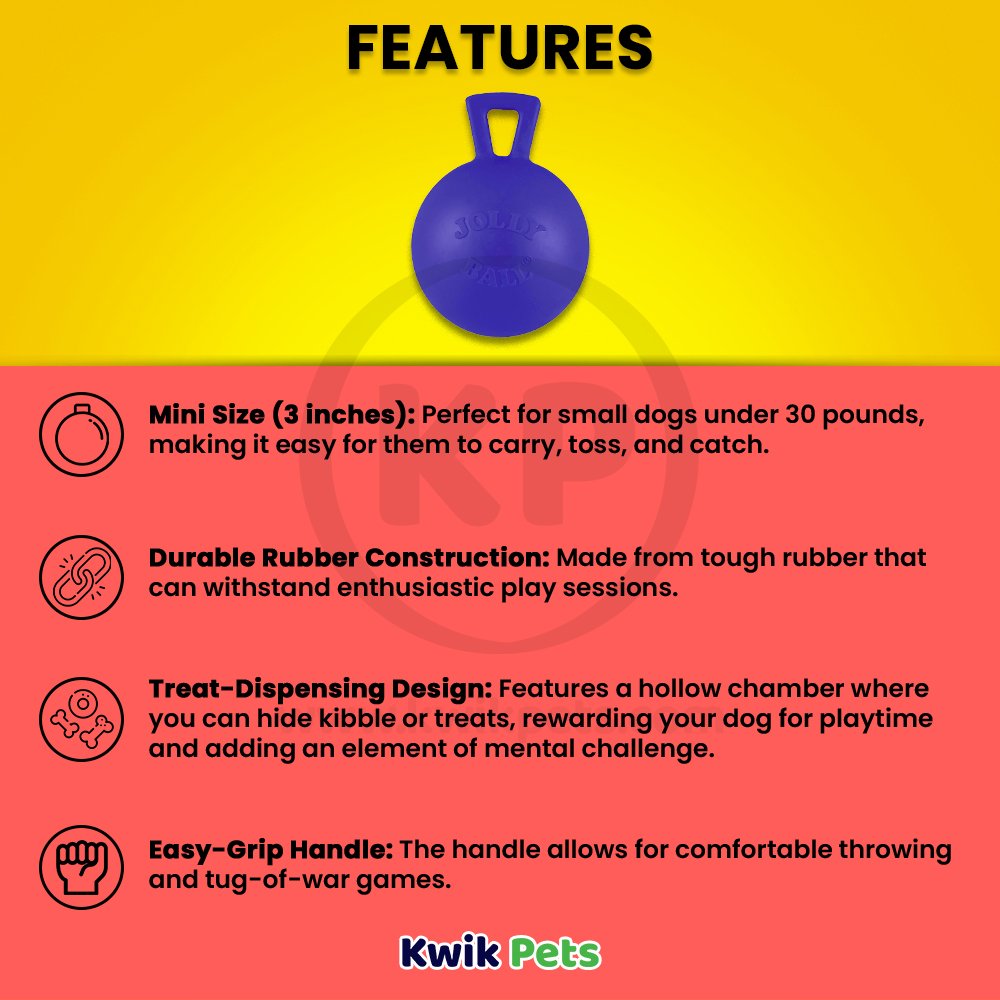 Jolly Pet Tug-n-Toss Mini Dog Toy Blue Small 3-in