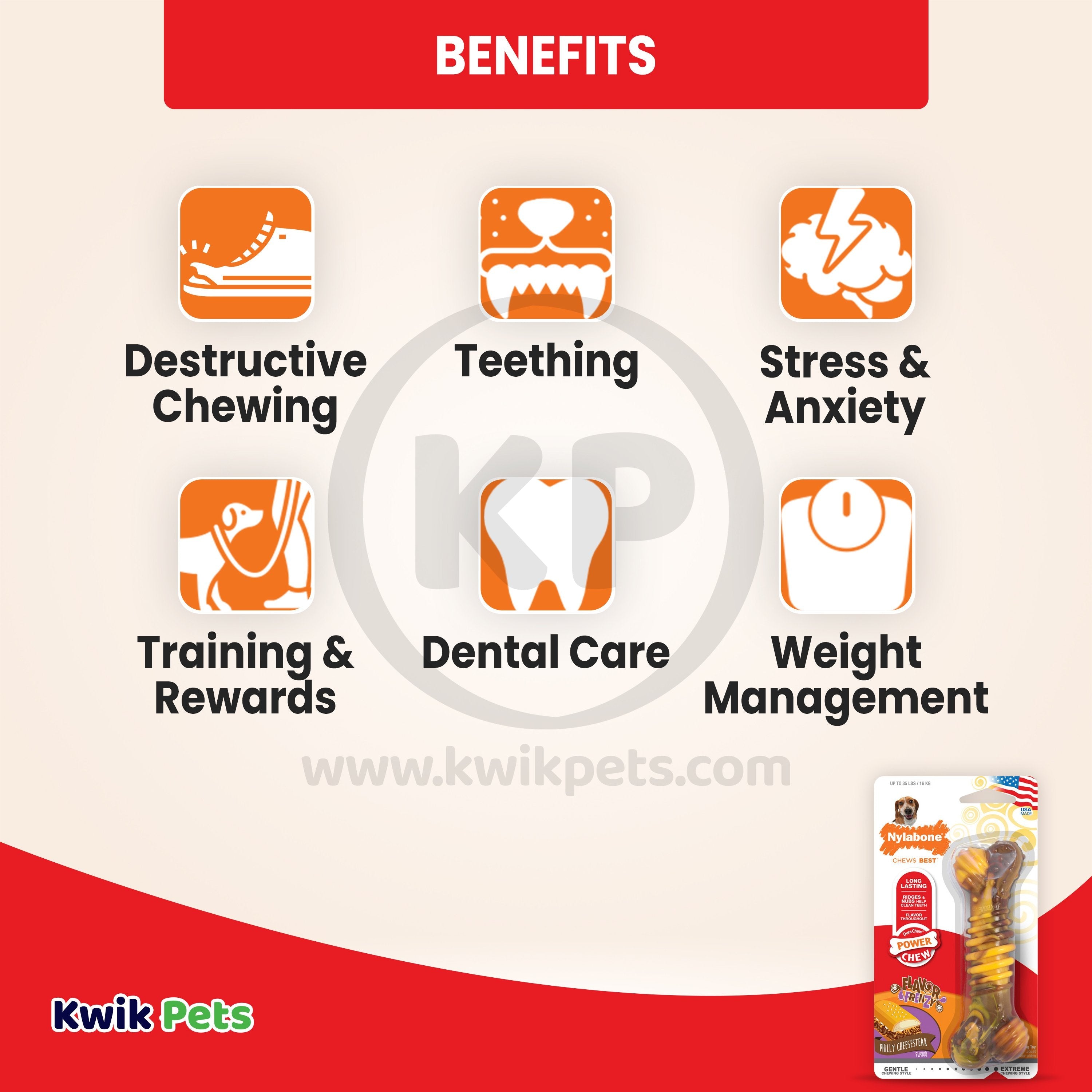 Nylabone Flavor Frenzy Power Chew Durable Dog Toy Philly Cheesesteak XL/Souper - 50+ lbs