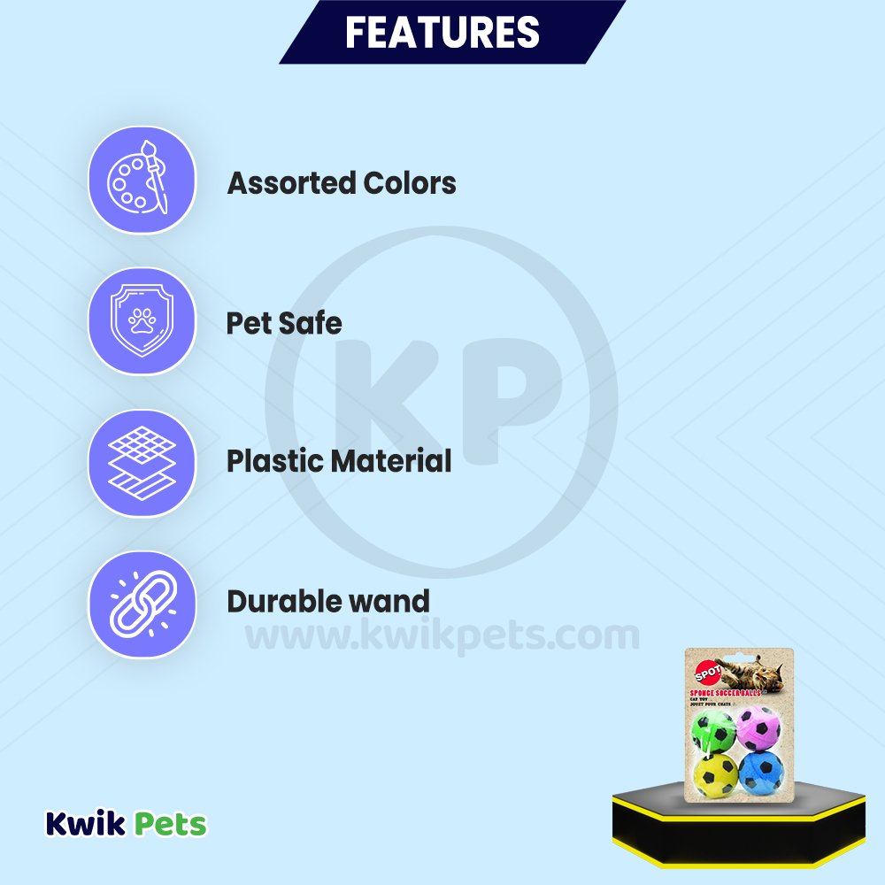 Spot Sponge Soccer Balls Cat Toy 4 Count