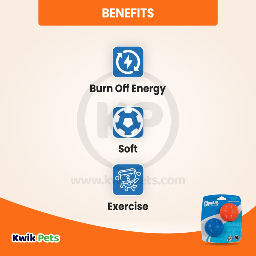 Chuckit! Strato Ball Dog Toy Blue & Orange Medium 2 Count