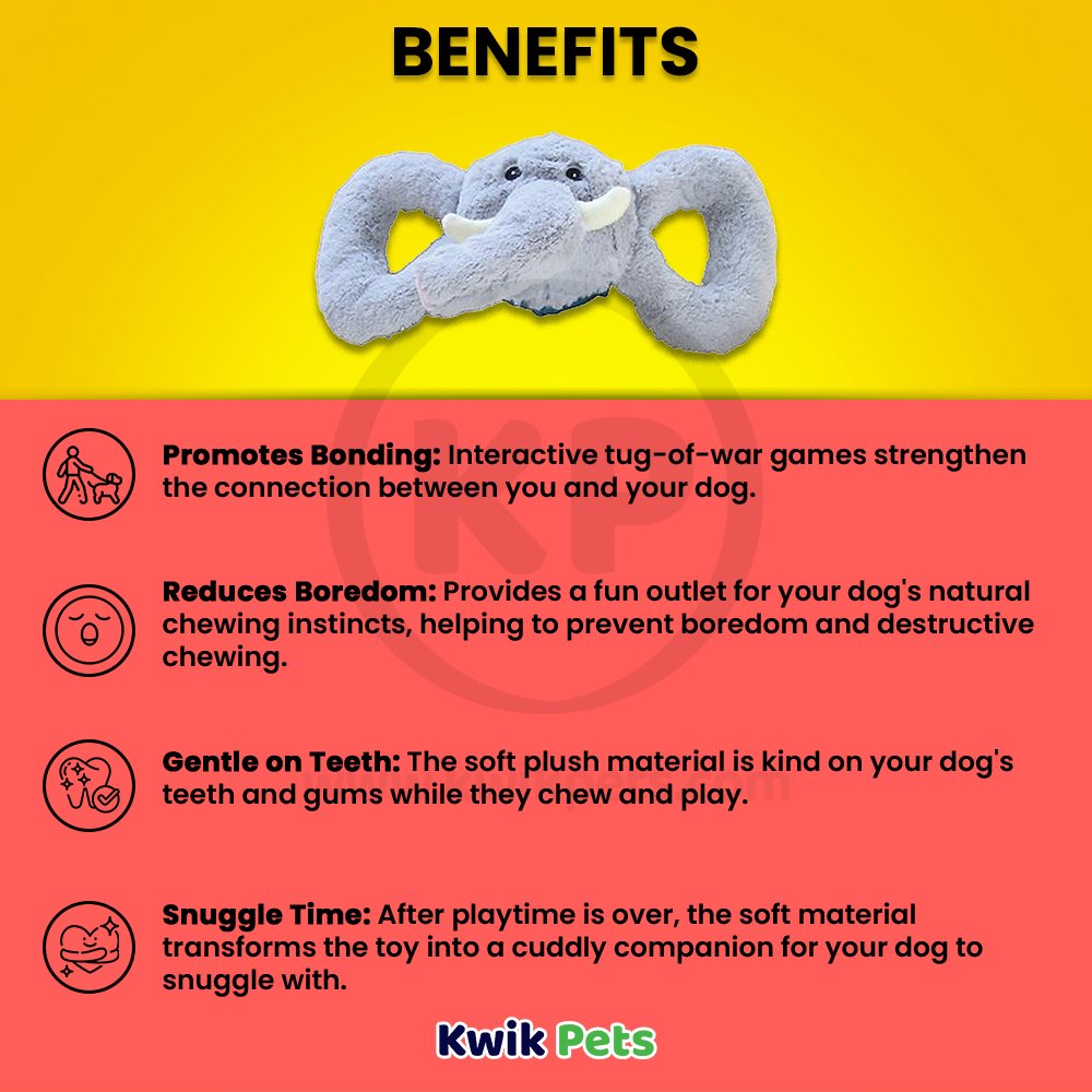 Jolly Pet Tug-a-Mals Elephant Dog Toy Grey Medium 4-in