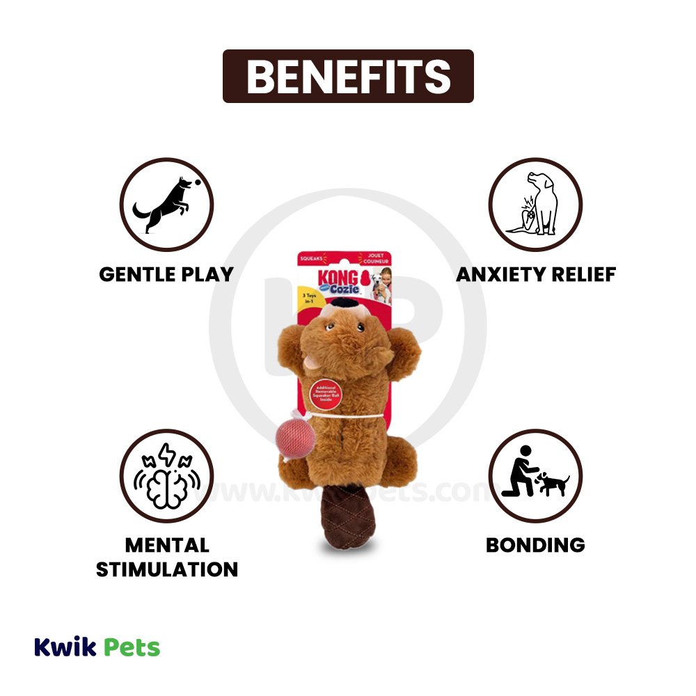 KONG Cozie Pocketz Dog Toy Beaver Small