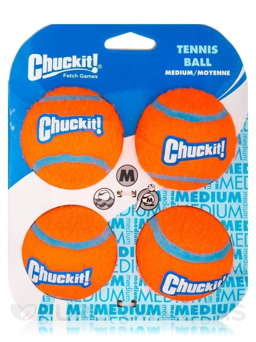 Chuckit! Tennis Ball Dog Toy Shrink Sleeve Blue/Orange Medium 2 Pack of 4 Count