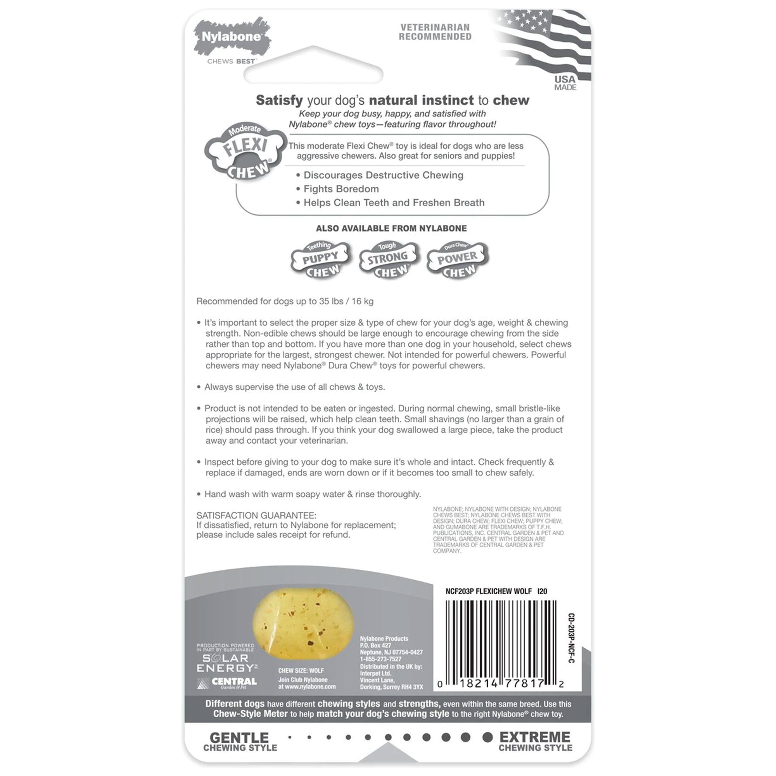 Nylabone Moderate Chew Dog Toy Chicken Medium/Wolf - Up To 35 lbs