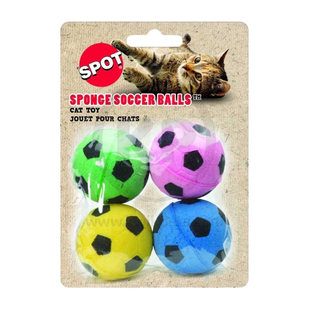 Spot Sponge Soccer Balls Cat Toy 4 Count