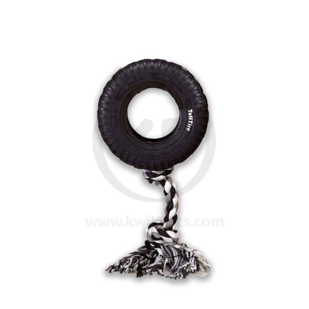 Boss Pet TuffTire Black Rubber Rope/Rubber Dog Tug Toy Large