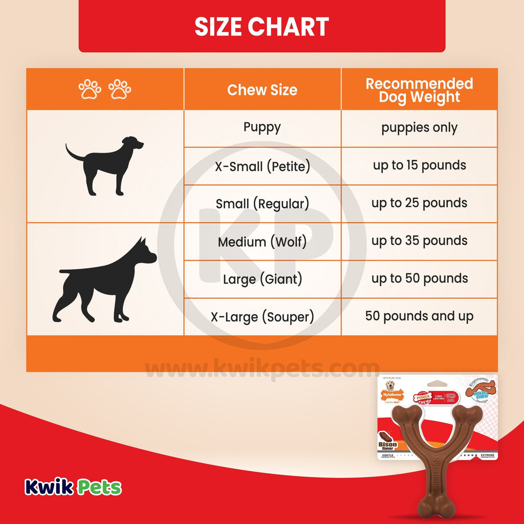 Nylabone Ergonomic Hold & Chew Wishbone Power Chew Durable Dog Toy Bison Large/Giant - Up To 50 lbs