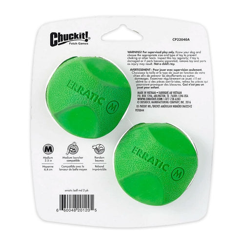 Chuckit! Erratic Ball Dog Toy Green Medium 2 Count
