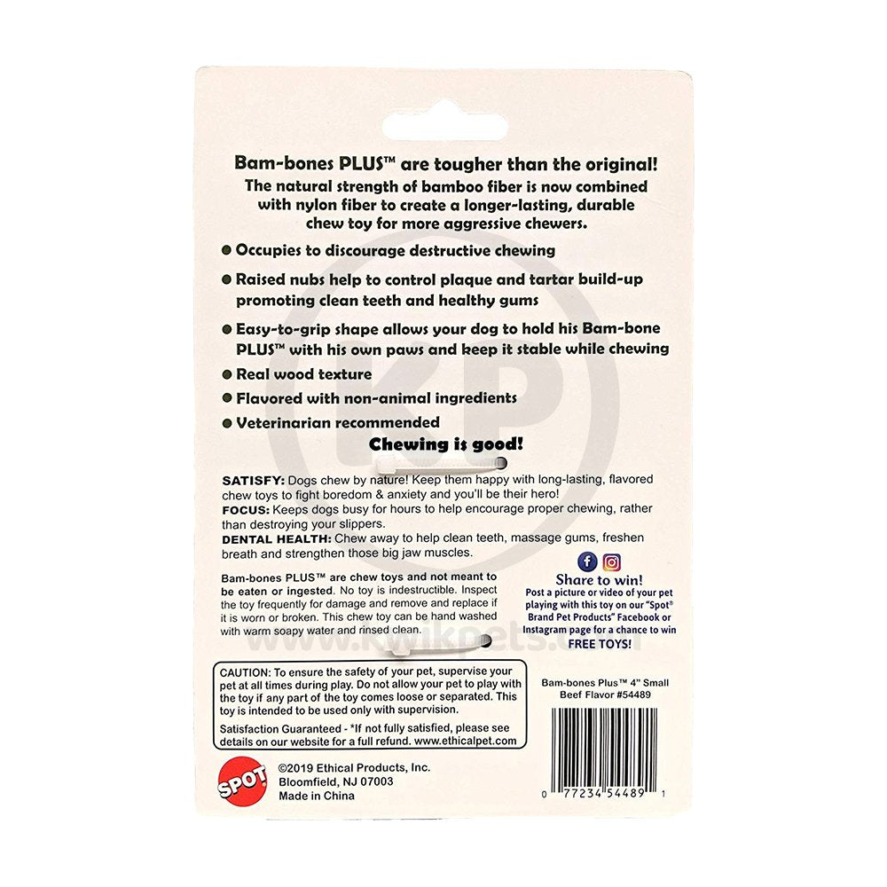 Spot Bam-Bone Plus Dog Chew Beef Small 4-in