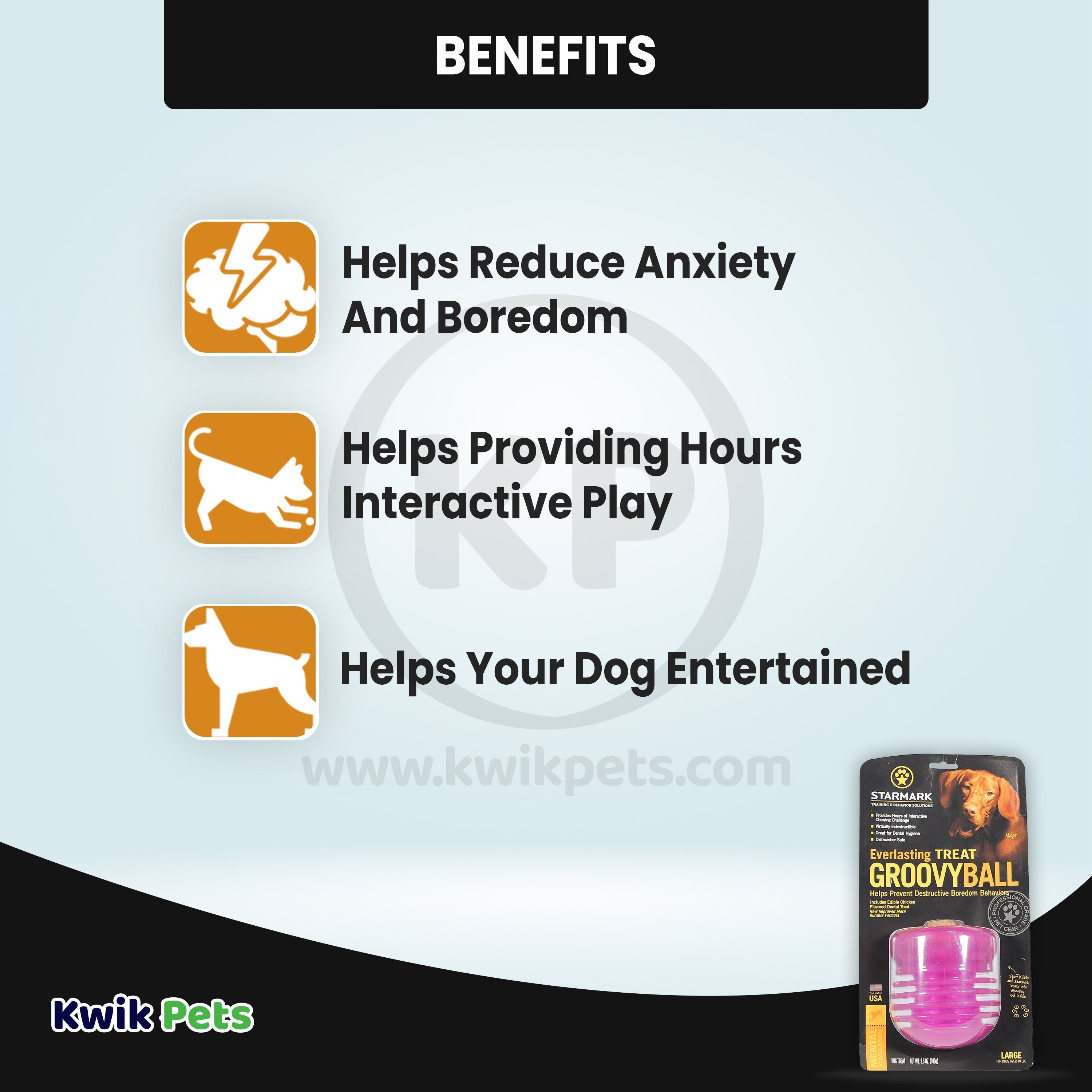 Starmark Everlasting Dog Treat Groovy Ball Chew Toy Large 3.5-oz