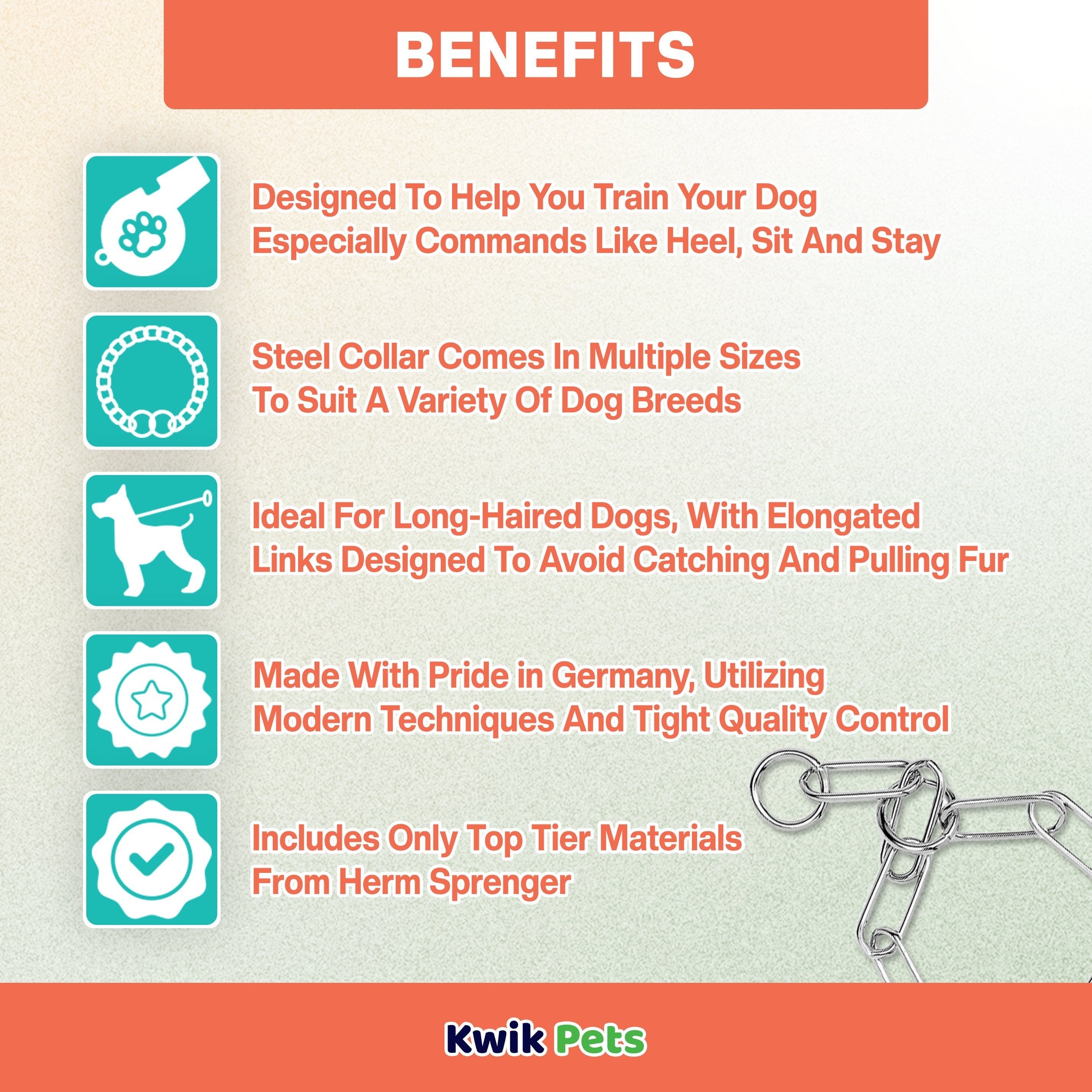 Herm Sprenger Fur Saver Link Dog Chain Training Collar 21-in Neck 3.0-mm Wide