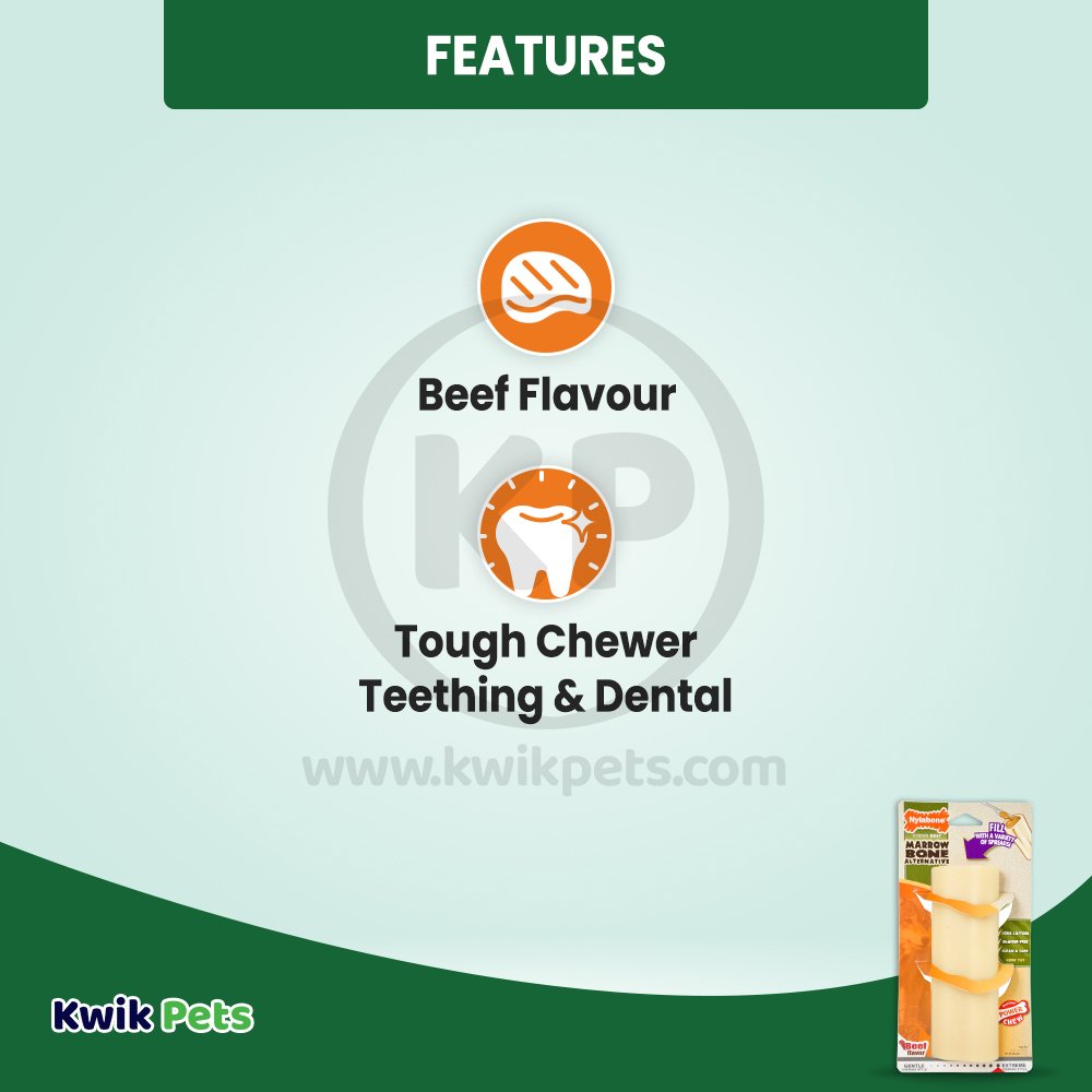 Nylabone Power Chew Giant Marrow Bone Alternative Dog Toy Beef Large/Giant - Up To 50 lbs