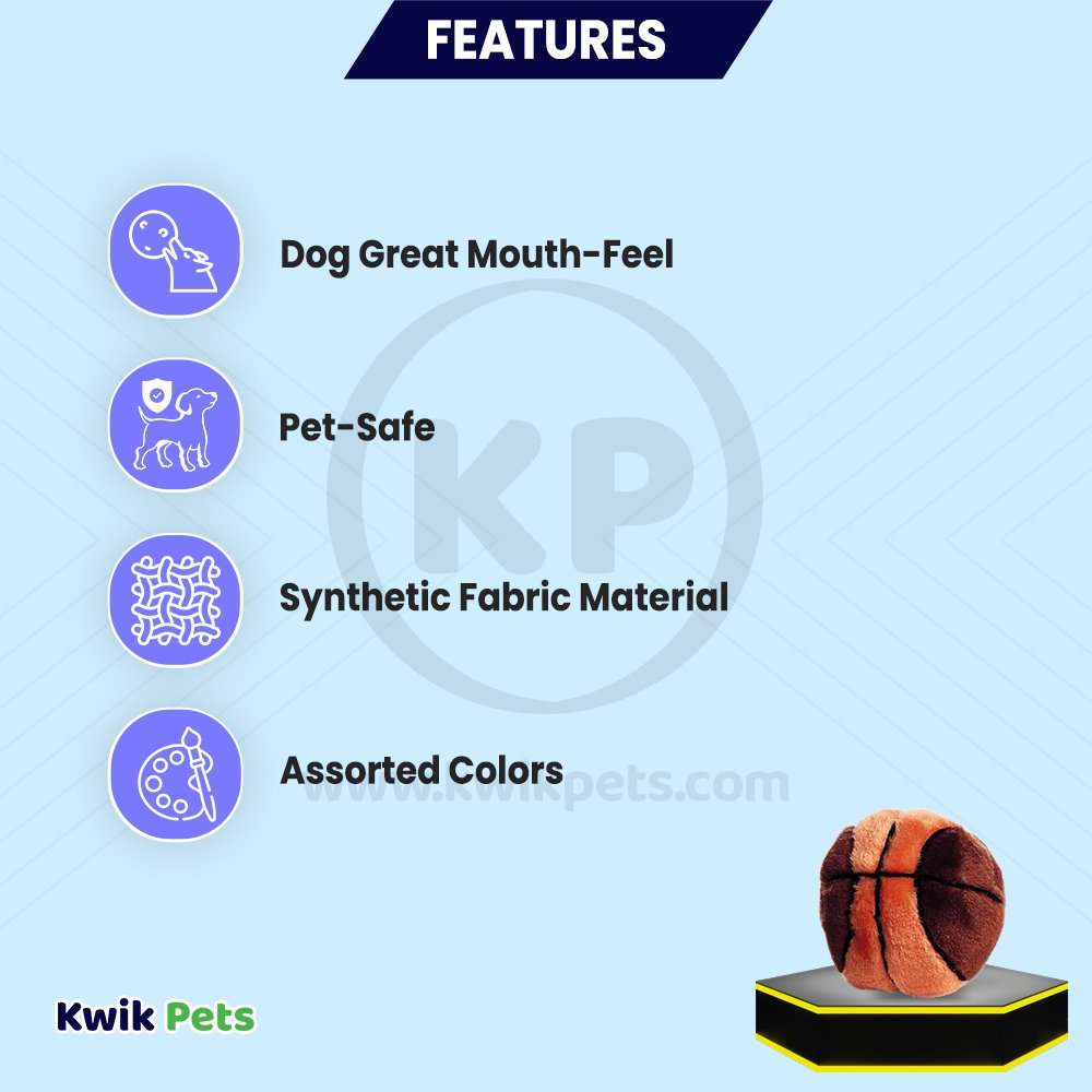 Ethical Pet Plush Dog Toy Basketball 4.5-in