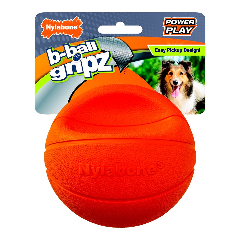 Nylabone Power Play Basketball B-Ball Gripz Dog Toy Medium/Wolf - Up To 35 lbs 4.5-in