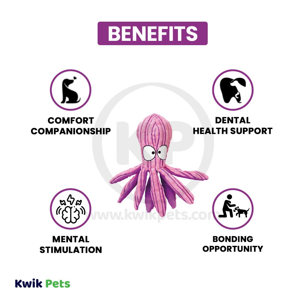 KONG CuteSeas Octopus Dog Toy Pink Purple Medium