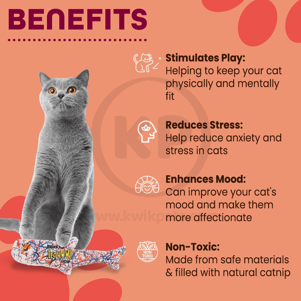 Yeowww! Pollock Fish Catnip Cat Toy Multicolor 11-in