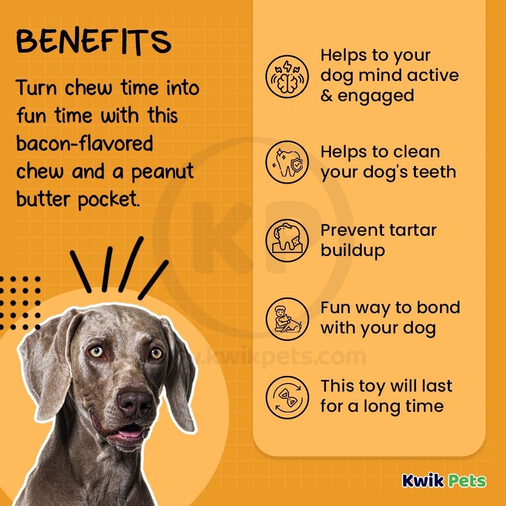 Benebone Ring Dog Chew Toy Bacon Large