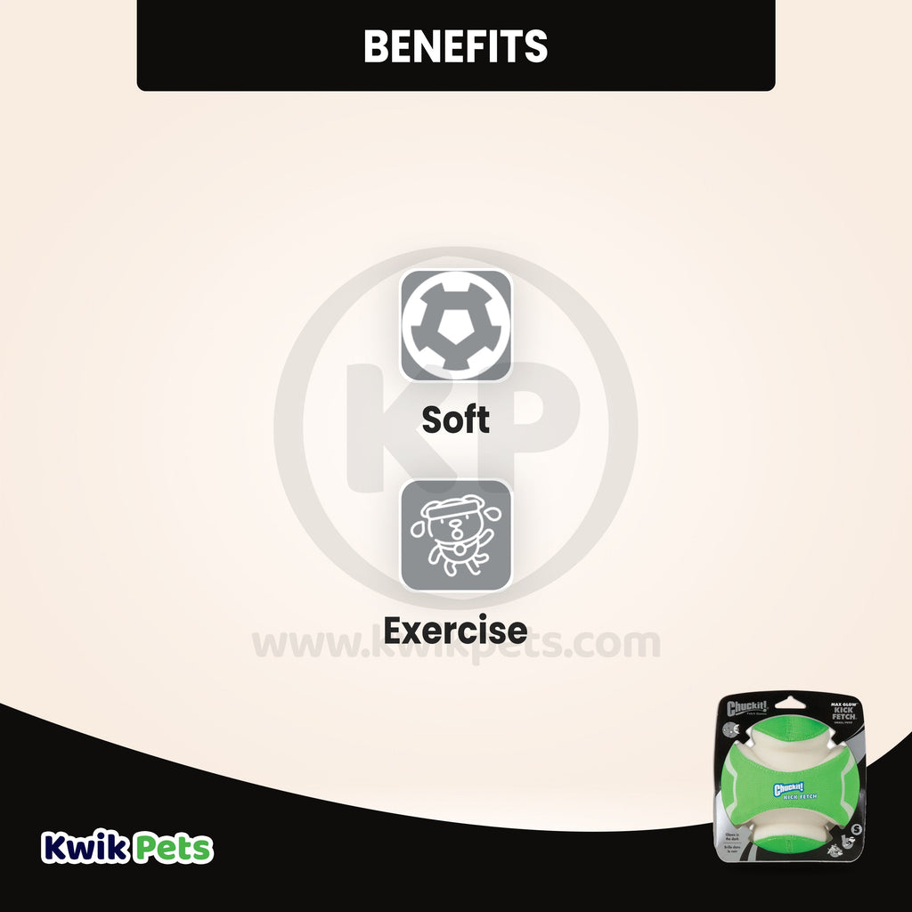 Chuckit! Kick Fetch Max Glow Dog Toy Green/White Large