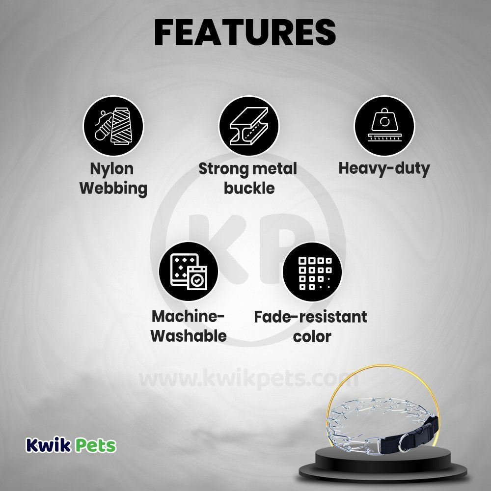 Coastal Titan Easy-On Prong Dog Training Collar with Buckle Black 3 mm x 18 in