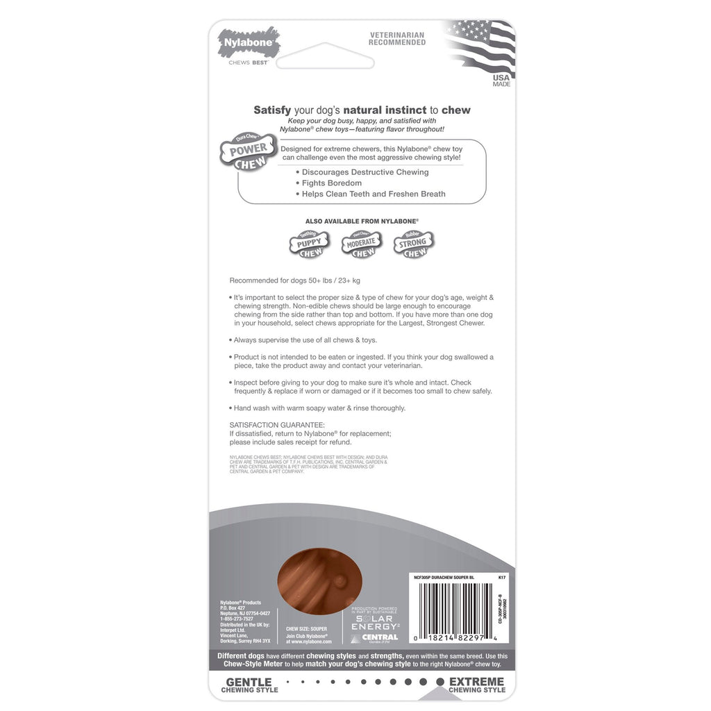 Nylabone Power Chew Textured Bone Dog Toy Medley Flavor XL/Souper - 50+ lbs