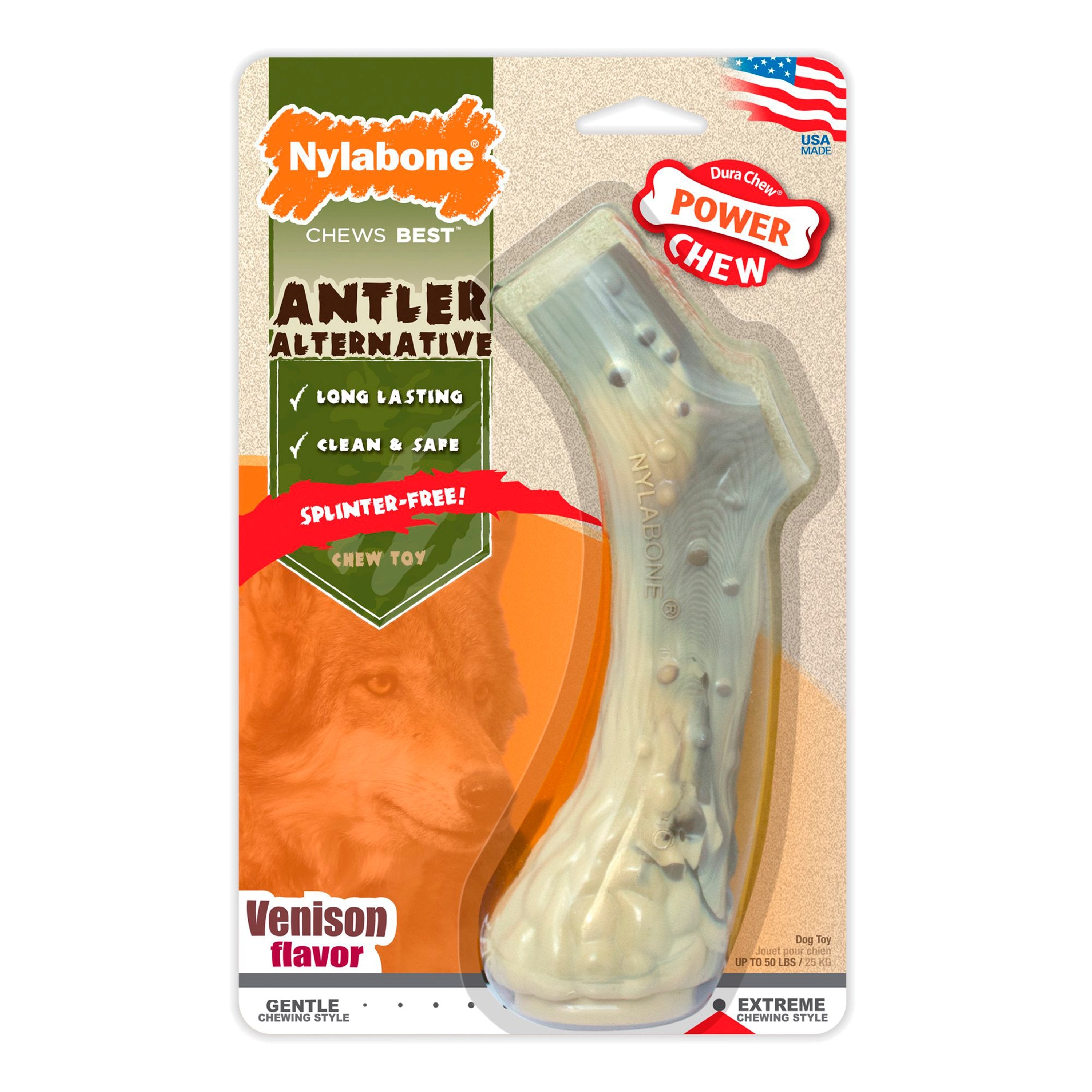 Nylabone Power Chew Antler Alternative Dog Toy Venison Large/Giant - Up To 50 lbs