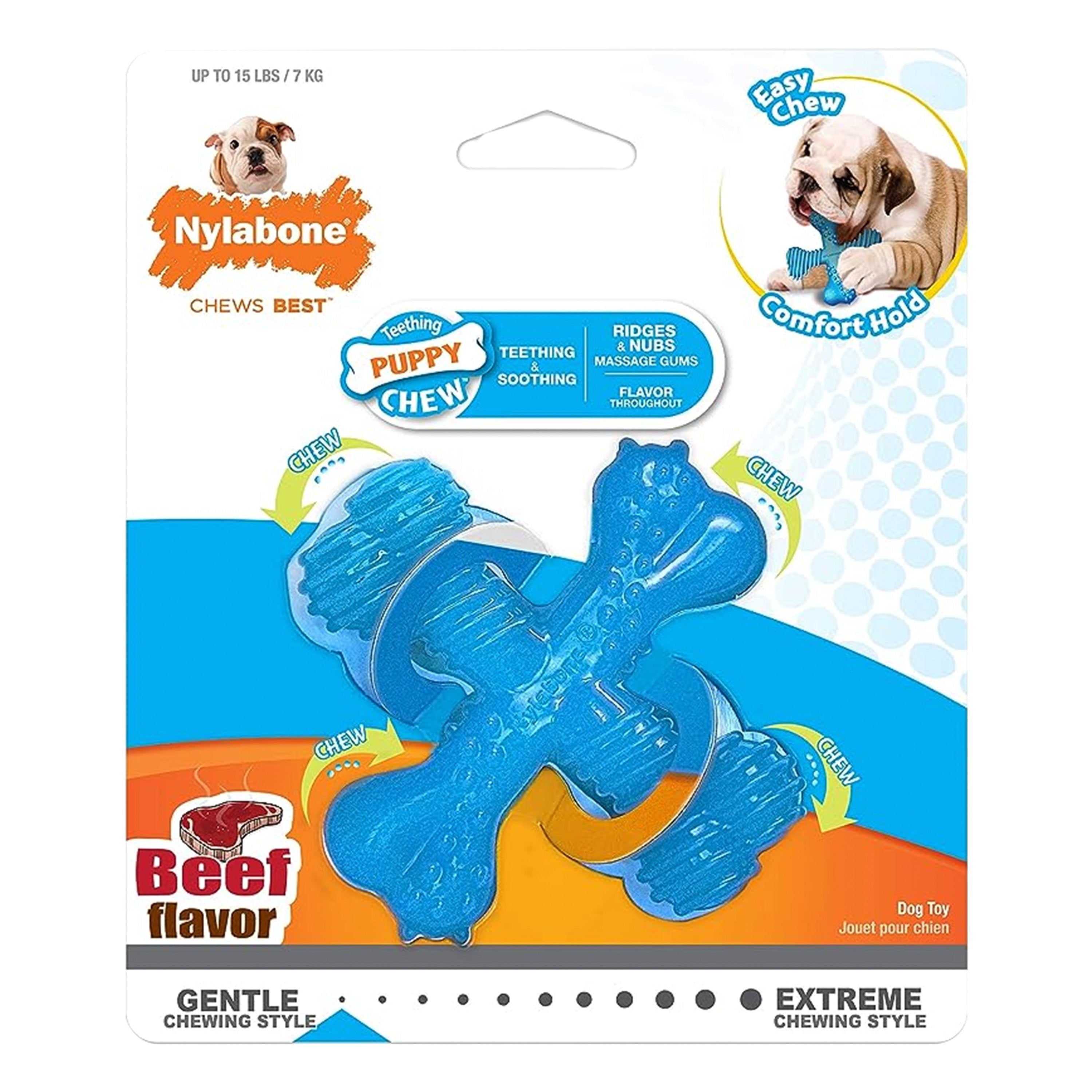 Nylabone Puppy Chew X Bone Chew Toy Beef Small/Regular - Up To 25 Ibs