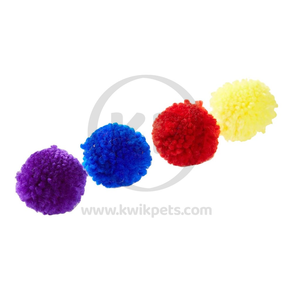 Spot Wool Pom Poms Cat Toy with Catnip Assorted 4 Count 1.5-in
