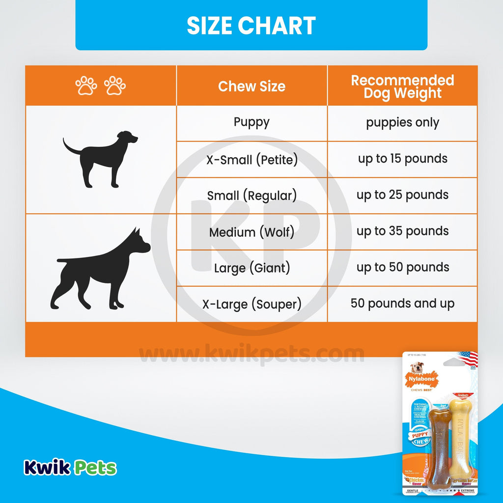 Nylabone Classic Puppy Chew Chicken & Peanut Butter Flavor Durable Dog Toy XS/Petite - Up To 15 lbs 2 Count