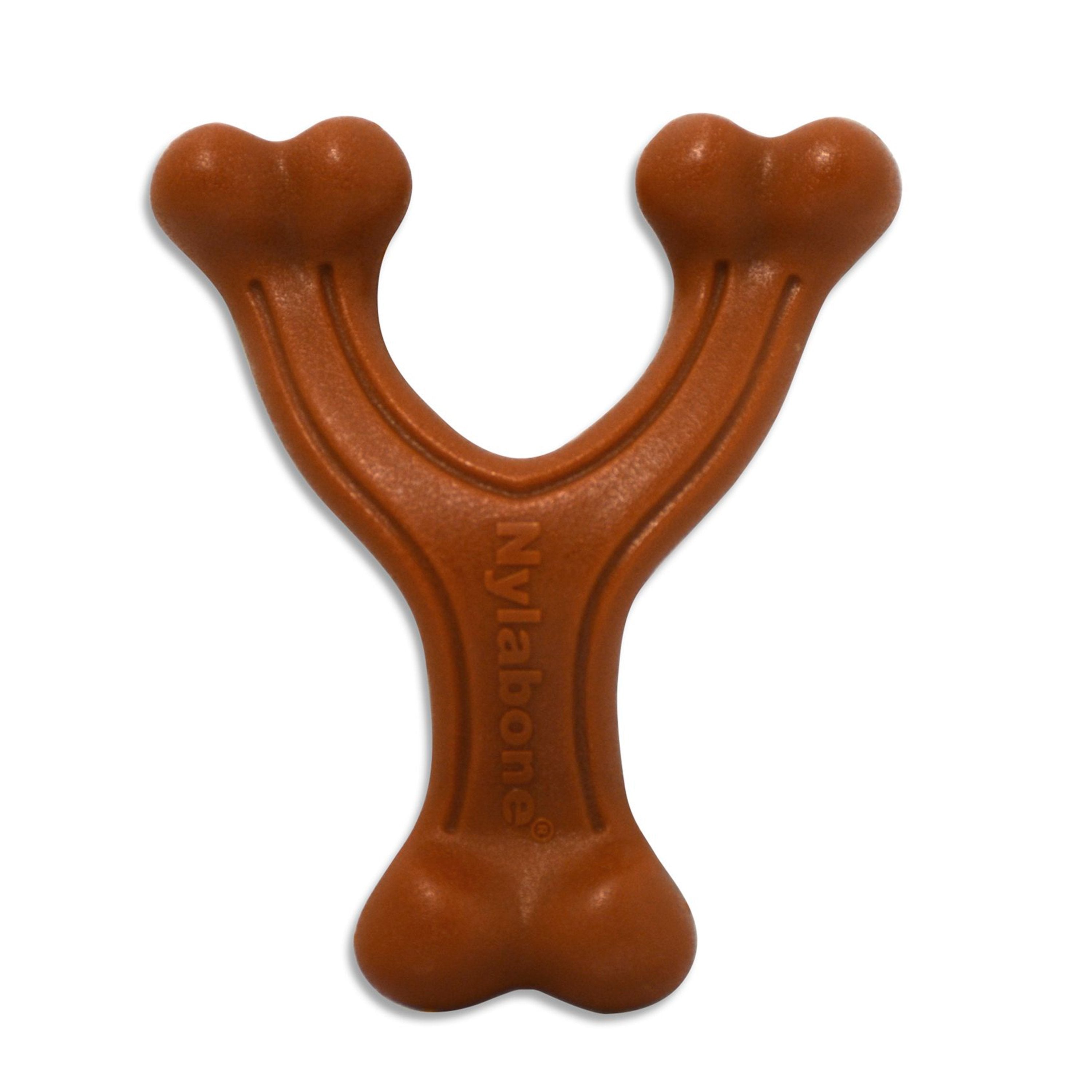Nylabone Ergonomic Hold & Chew Wishbone Power Chew Durable Dog Toy Bison Small/Regular - Up To 25 Ibs