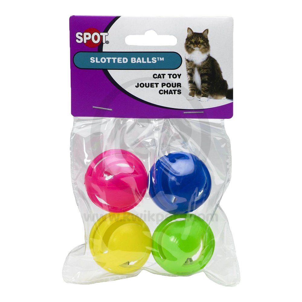 Spot Slotted Balls Cat Toy Multicolor 4 Count