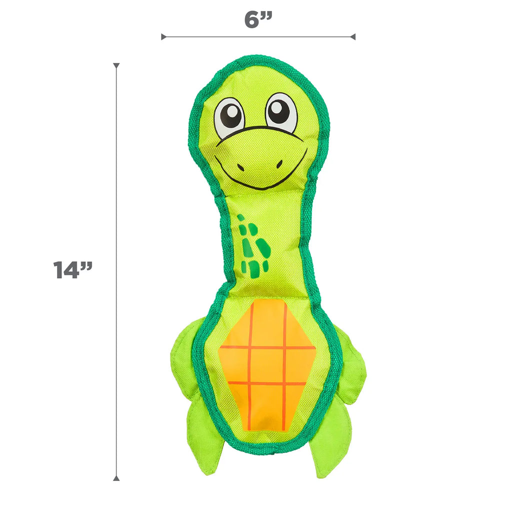Outward Hound Fire Biterz Turtle Plush Interactive Dog Toy Green Medium